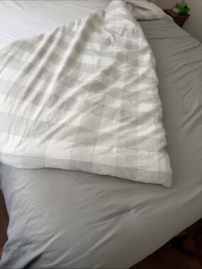 UGG Neutral Gray Plaid Duvet Cover